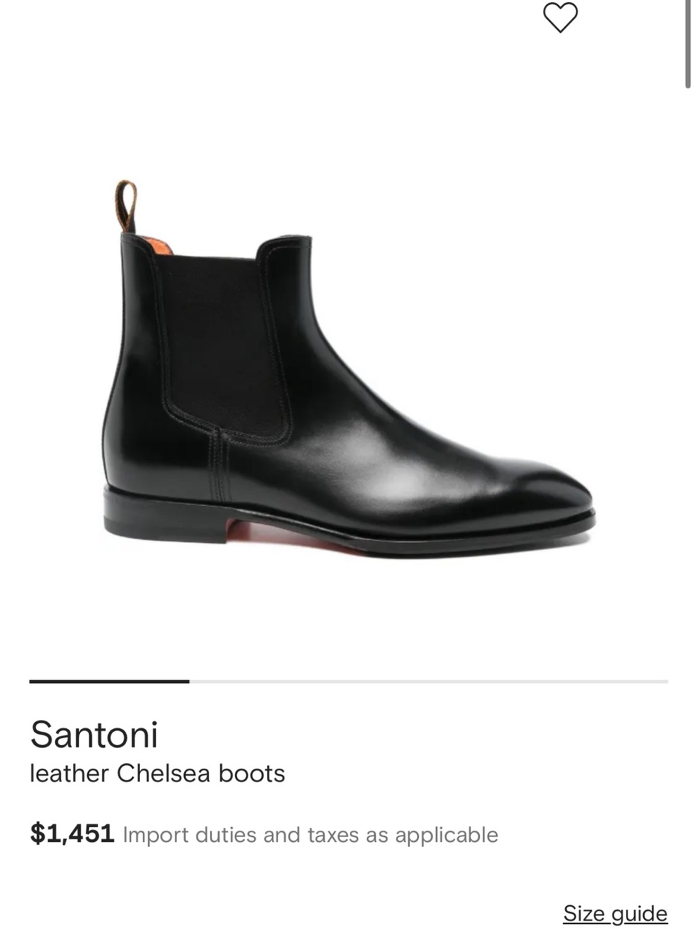 Santoni Black Leather Chelsea Boot with Brown Heel Tab